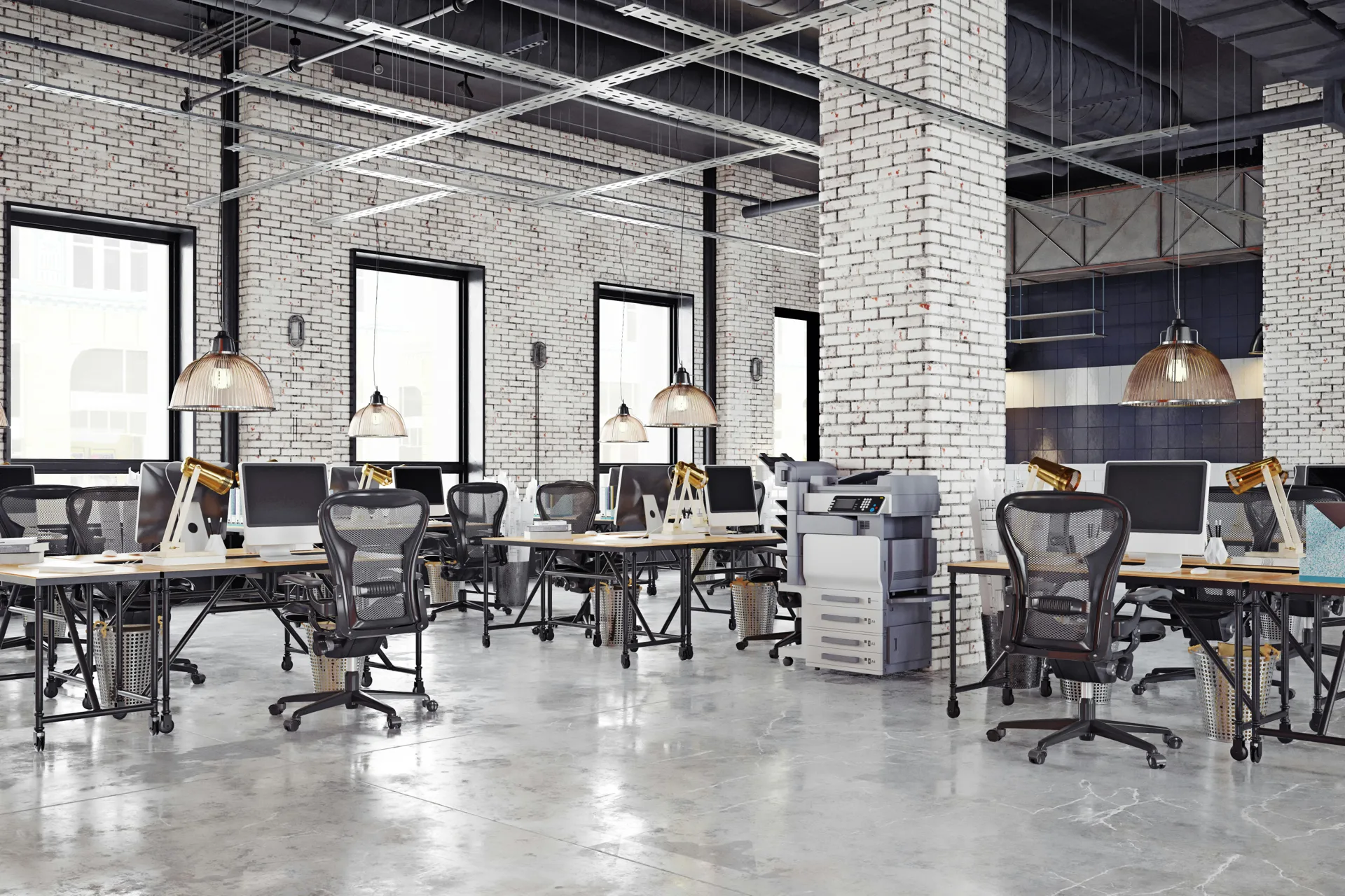 office building concrete work coordinated with property management