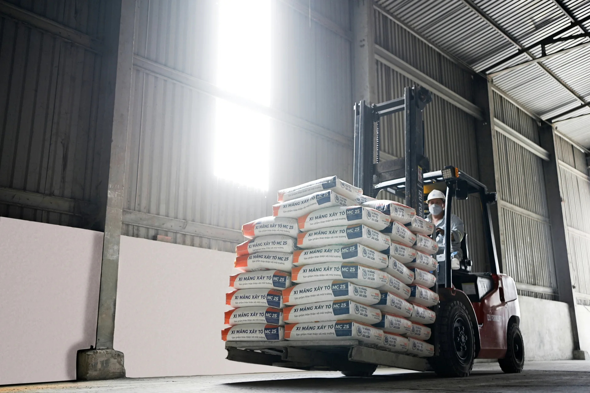 Quikrete bags staged at a Portland concrete supply yard