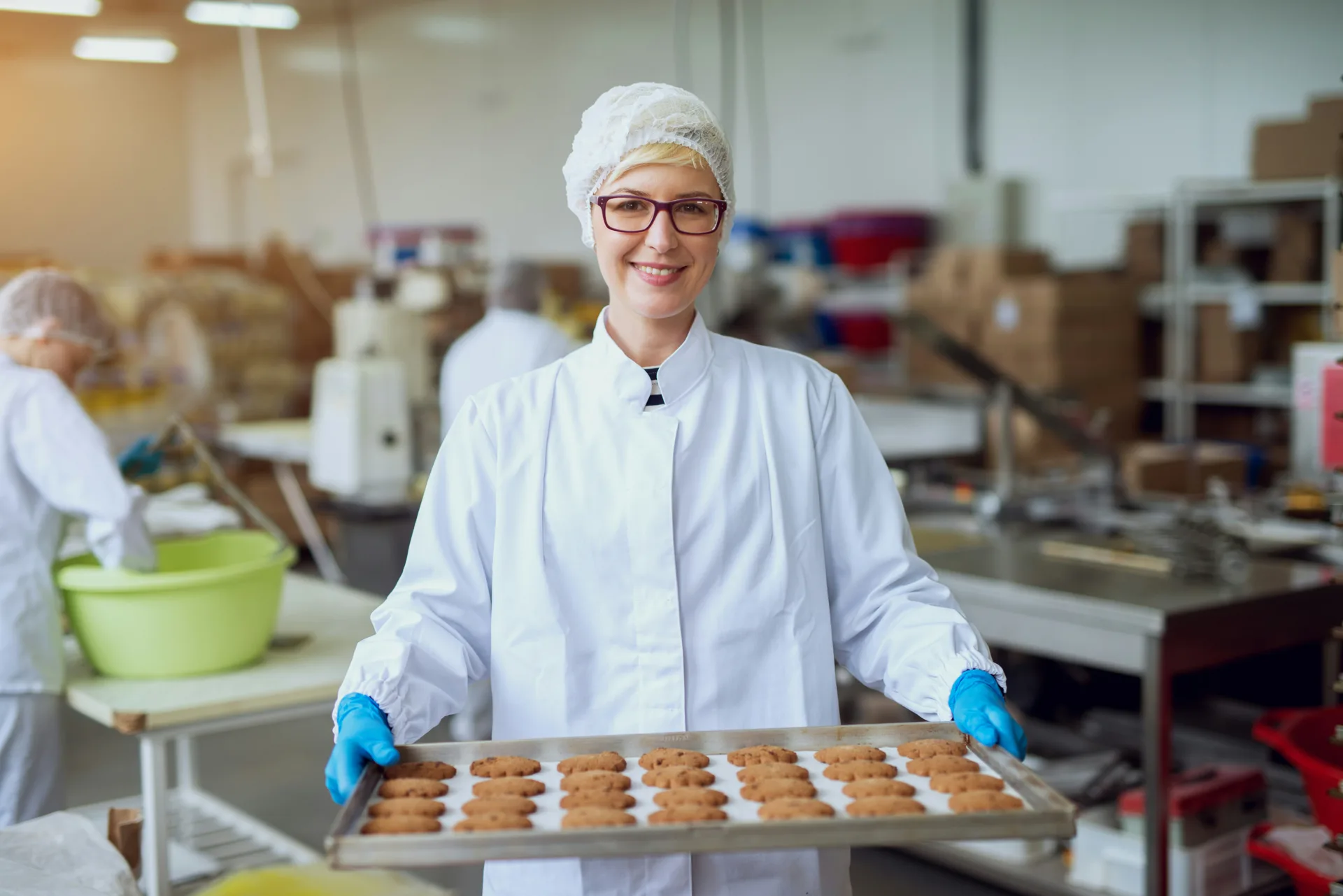 food processing worker on a seamless concrete floor in Portland