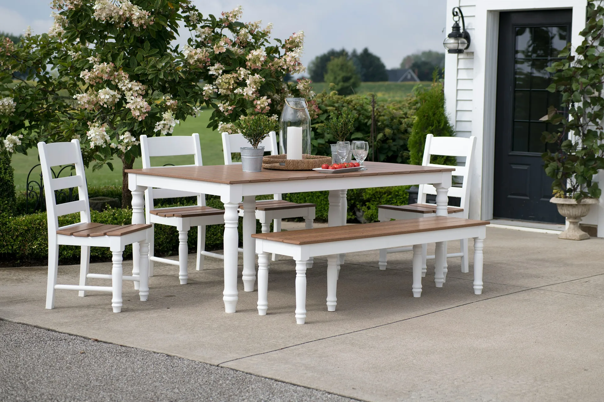 finished concrete patio with dining table at a Portland home