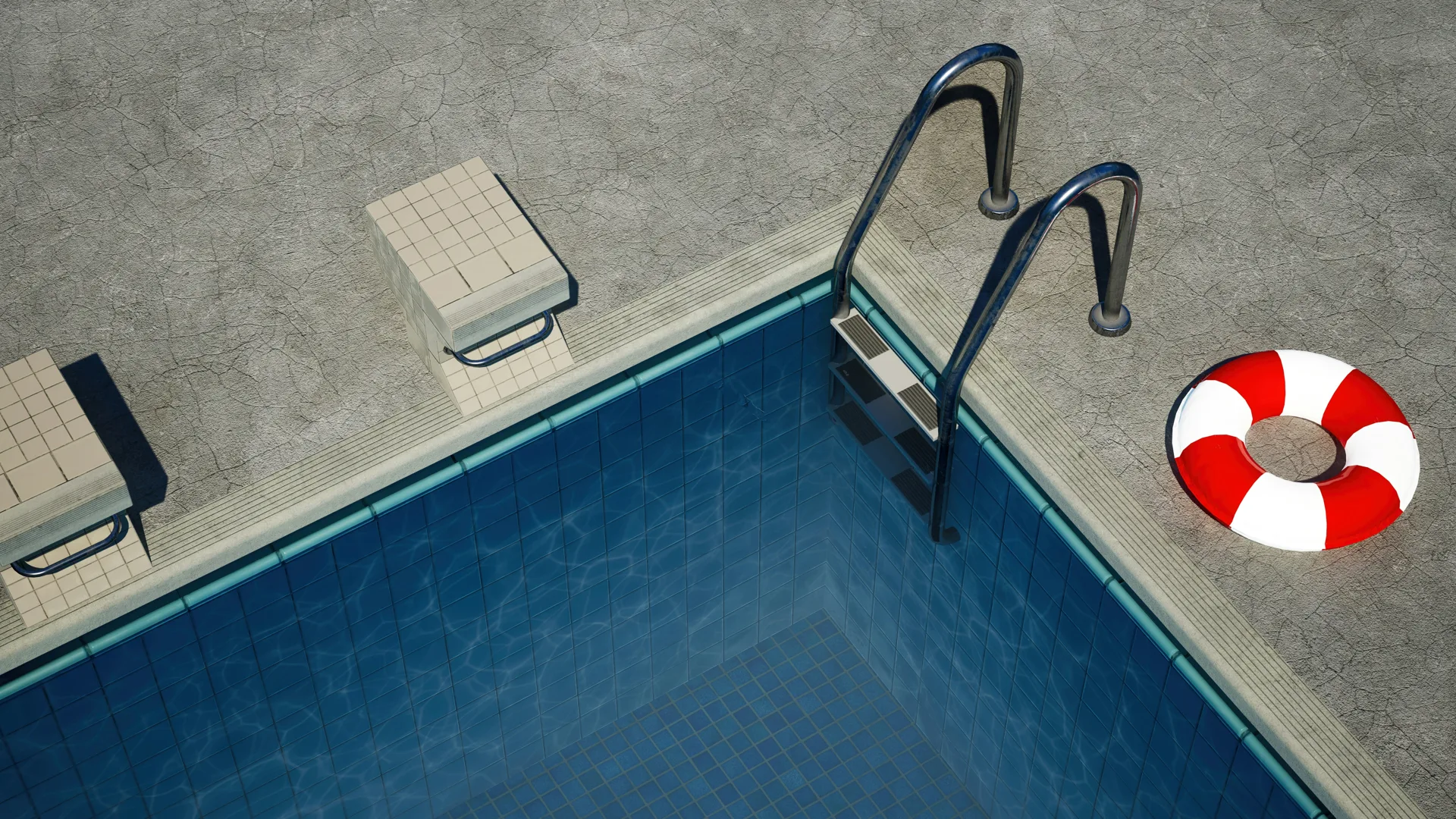 concrete pool deck with starting blocks at a Portland home
