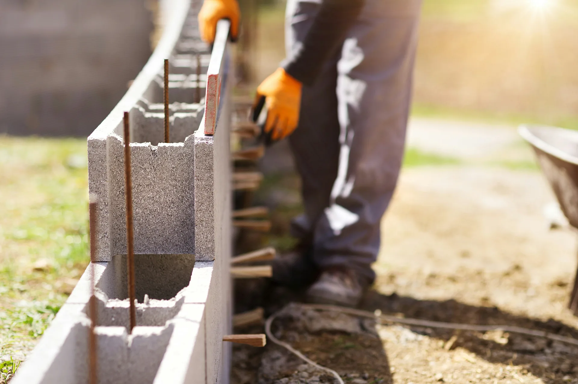 block retaining wall creating a garden tier at a Portland home