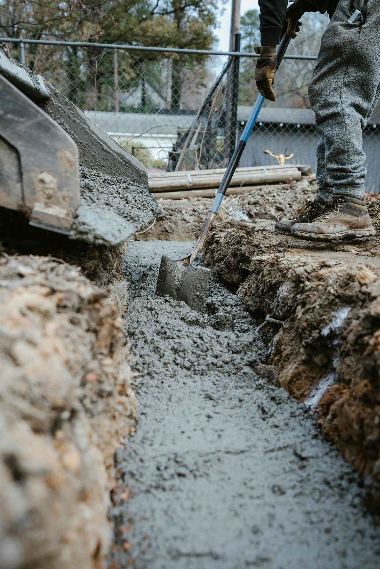 foundation repair excavation at a Portland home