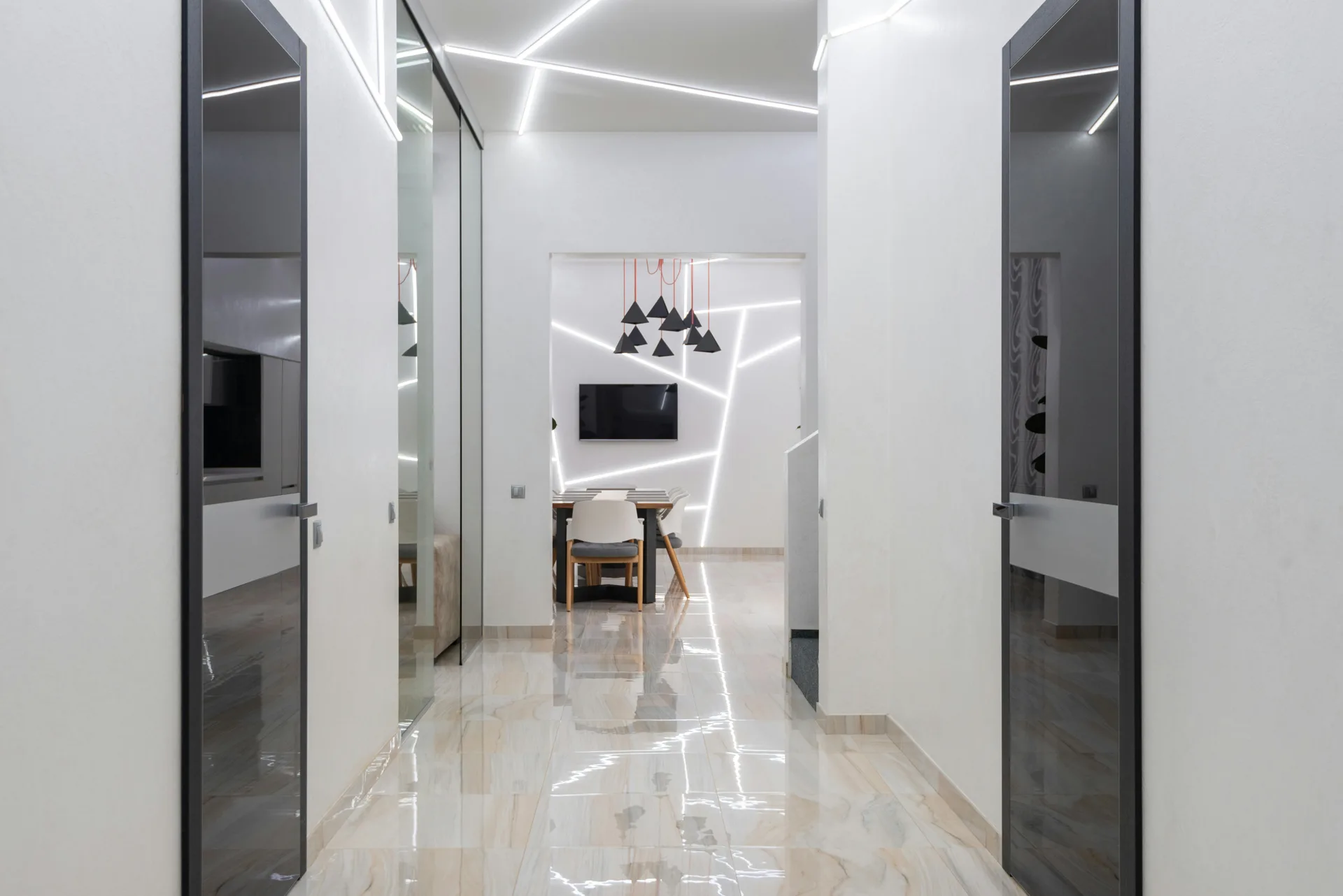 luxury hallway floor finished over Laticrete waterproofing in Portland